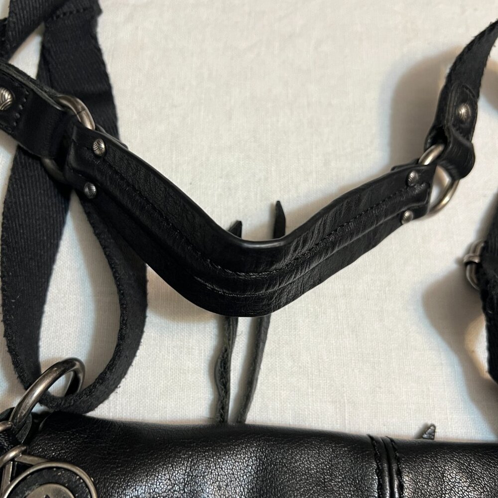 The Sak Leather Crossbody Bag Black Studded Boho Zip Top Adjustable Strap - Picture 5 of 14